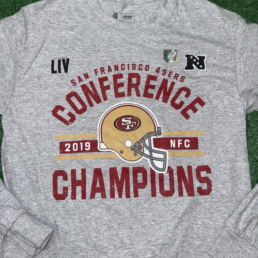 San Francisco 49ers NFC Champions Long Sleeve Shirt Gray Small NFL Team Apparel - Picture 2 of 6